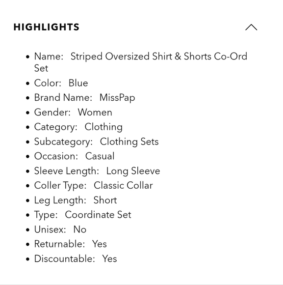 MISSPAP Striped Oversized Shirt And Shorts Co-Ord Set Size 8 - Picture 17 of 17